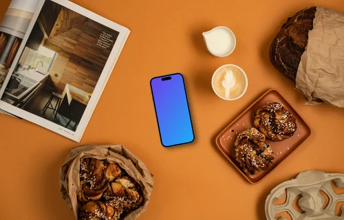 Pastries with an Smartphone mockup