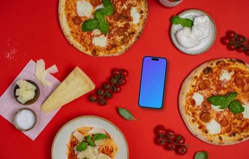 Phone mockup with a touch of Italian cuisine