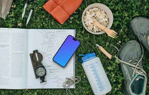 Planning a hike with a smartphone mockup