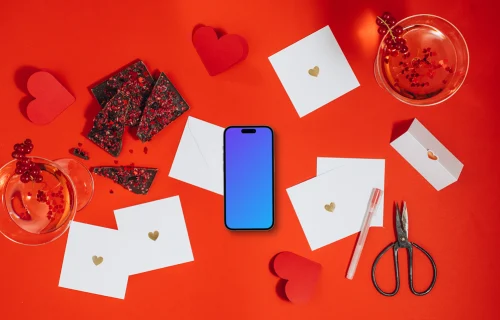 Smartphone mockup with a love theme