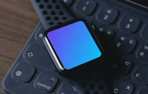 Apple Watch mockup junto al iPad
