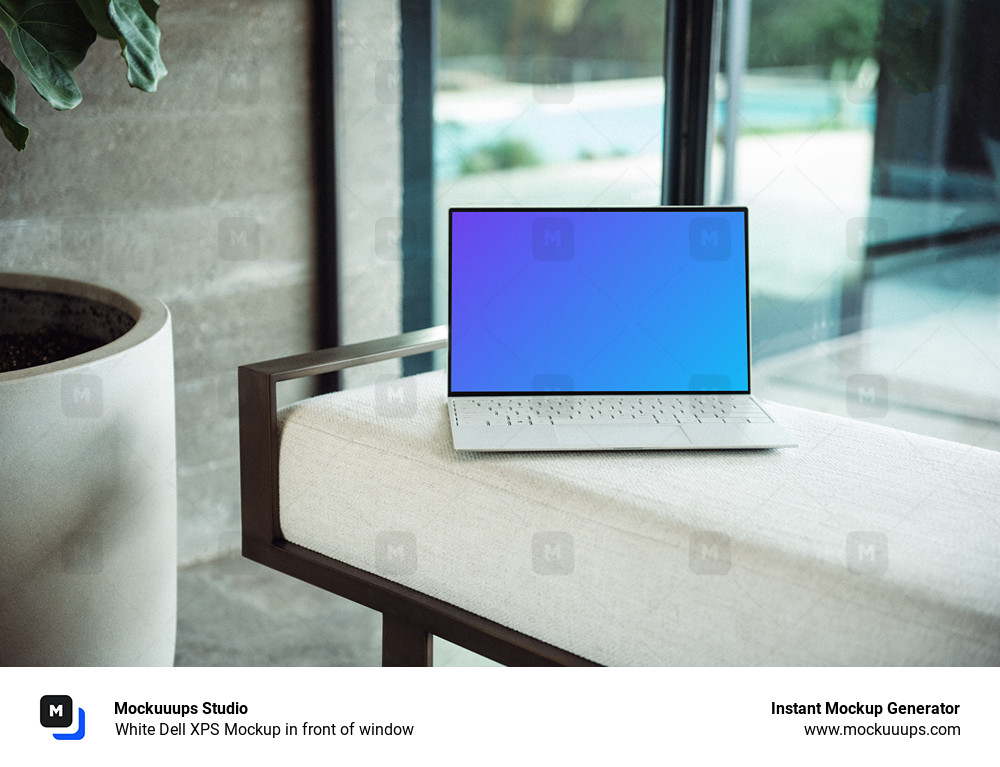 White Dell XPS Mockup in front of window