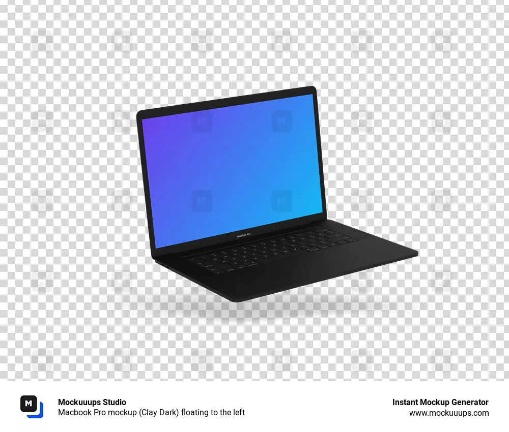 Macbook Pro mockup (Clay Dark) floating to the left