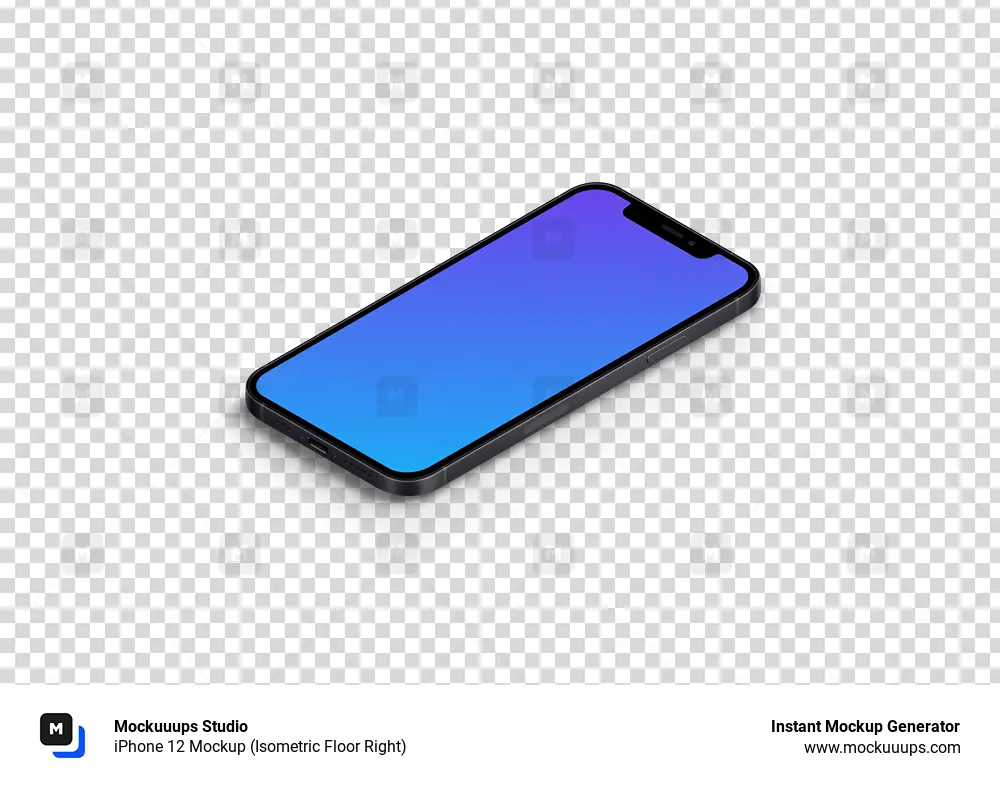 iPhone 12 Mockup (piso isométrico derecho)