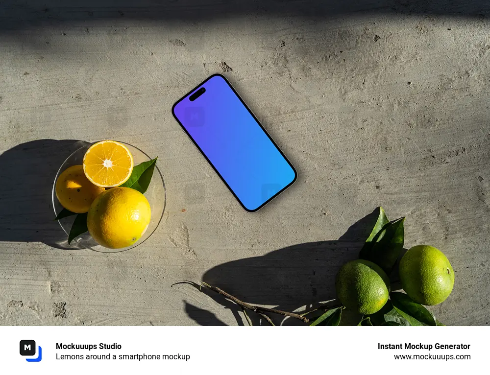 Lemons around a smartphone mockup