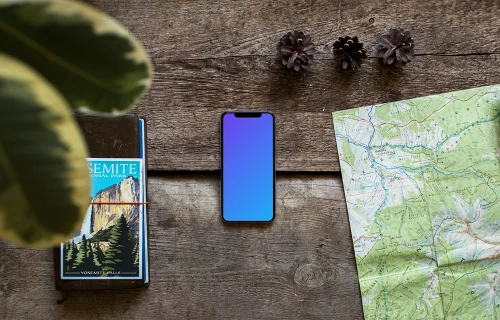 iPhone XS mockup con el mapa de Yosemite
