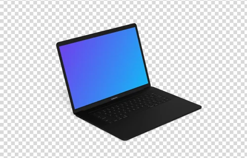 Macbook Pro mockup (Clay Dark) orientado a la izquierda