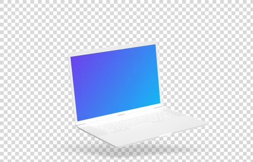 Macbook Pro mockup (Clay White) flotando a la izquierda