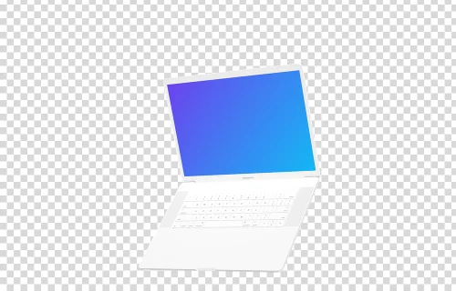 Macbook Pro abierto mockup (Clay White) flotando a la derecha