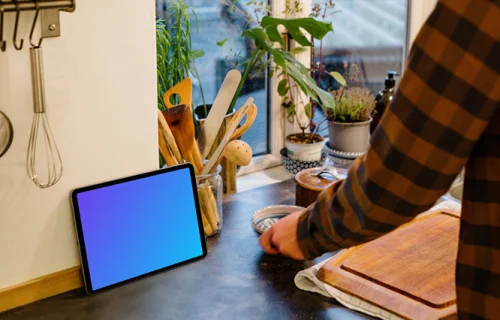 iPad Air mockup placed on a kitchen table