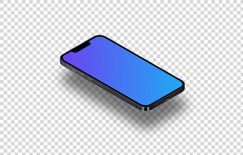 iPhone 13 Pro Mockup (piso isométrico izquierdo - sombra flotante)